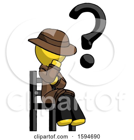 Yellow Detective Man Question Mark Concept, Sitting on Chair Thinking by Leo Blanchette