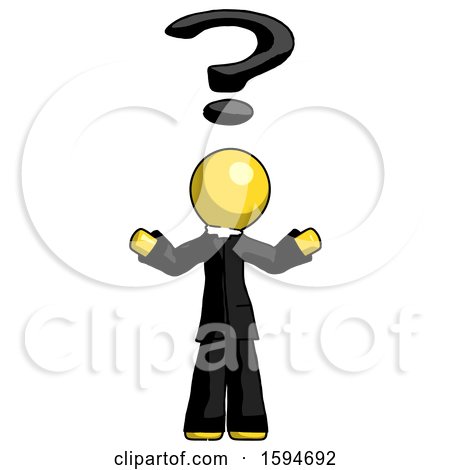 Yellow Clergy Man with Question Mark Above Head, Confused by Leo Blanchette