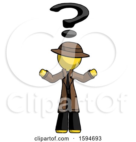 Yellow Detective Man with Question Mark Above Head, Confused by Leo Blanchette