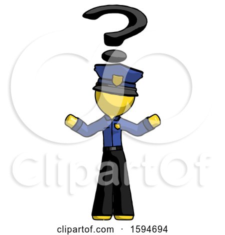 Yellow Police Man with Question Mark Above Head, Confused by Leo Blanchette