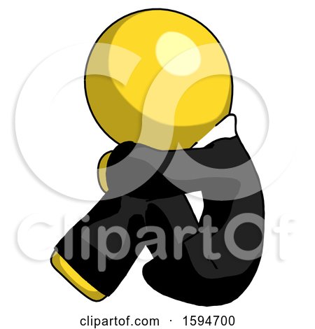 Yellow Clergy Man Sitting with Head down Facing Sideways Left by Leo Blanchette