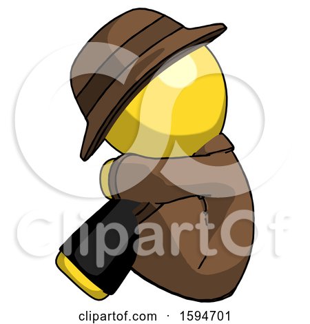 Yellow Detective Man Sitting with Head down Facing Sideways Left by Leo Blanchette