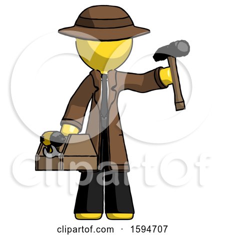 Yellow Detective Man Holding Tools and Toolchest Ready to Work by Leo Blanchette
