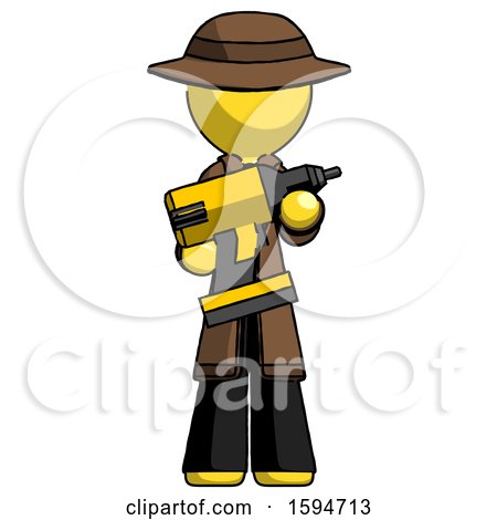 Yellow Detective Man Holding Large Drill by Leo Blanchette