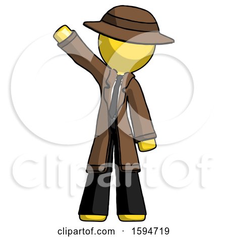 Yellow Detective Man Waving Emphatically with Right Arm by Leo Blanchette
