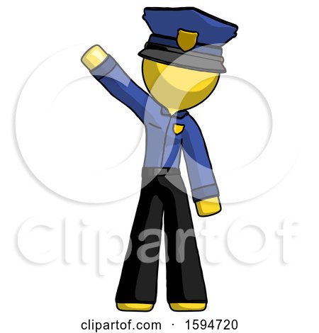 Yellow Police Man Waving Emphatically with Right Arm by Leo Blanchette