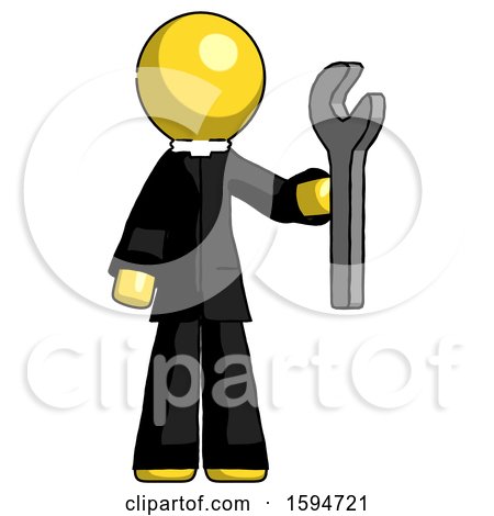 Yellow Clergy Man Holding Wrench Ready to Repair or Work by Leo Blanchette