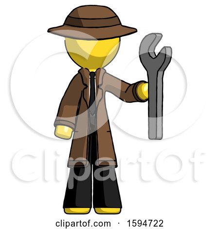 Yellow Detective Man Holding Wrench Ready to Repair or Work by Leo Blanchette