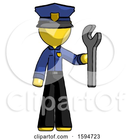 Yellow Police Man Holding Wrench Ready to Repair or Work by Leo Blanchette