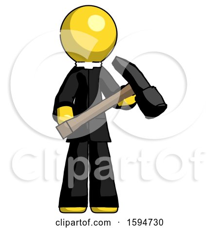 Yellow Clergy Man Holding Hammer Ready to Work by Leo Blanchette