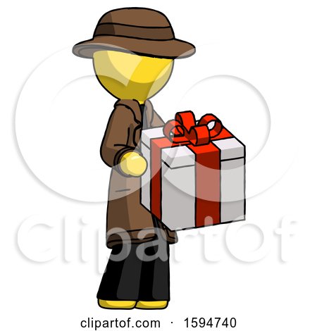 Yellow Detective Man Giving a Present by Leo Blanchette
