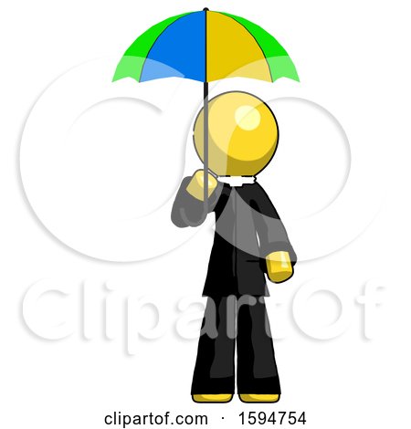 Yellow Clergy Man Holding Umbrella Rainbow Colored by Leo Blanchette