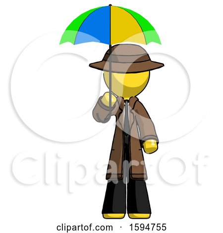 Yellow Detective Man Holding Umbrella Rainbow Colored by Leo Blanchette