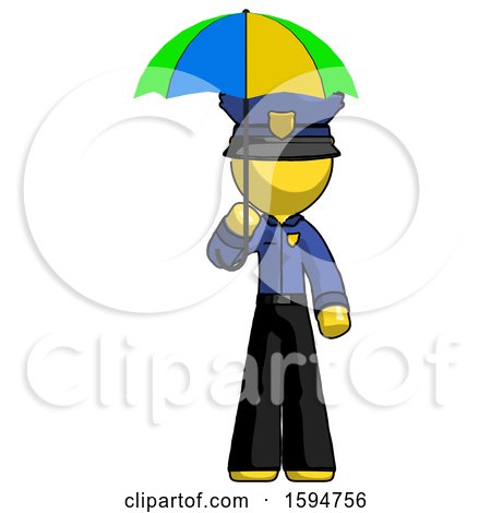 Yellow Police Man Holding Umbrella Rainbow Colored by Leo Blanchette