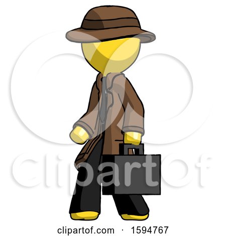 Yellow Detective Man Walking with Briefcase to the Left by Leo Blanchette