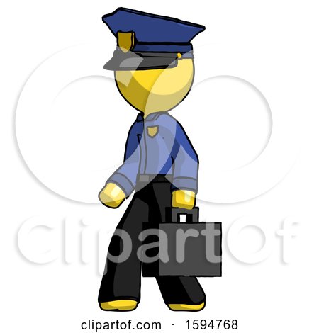 Yellow Police Man Walking with Briefcase to the Left by Leo Blanchette