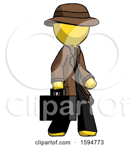 Yellow Detective Man Walking with Briefcase to the Right by Leo Blanchette