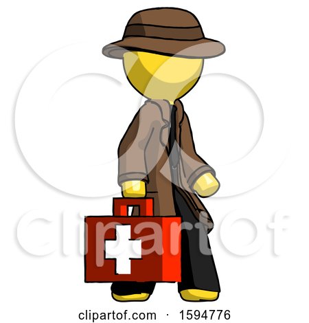 Yellow Detective Man Walking with Medical Aid Briefcase to Right by Leo Blanchette