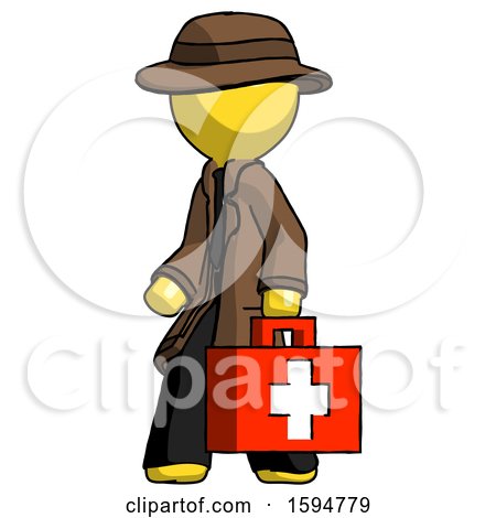 Yellow Detective Man Walking with Medical Aid Briefcase to Left by Leo Blanchette