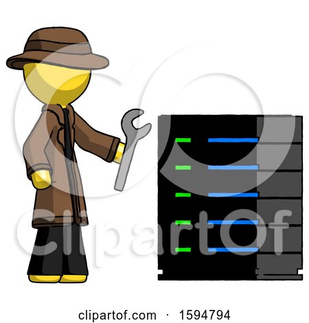 Yellow Detective Man Server Administrator Doing Repairs by Leo Blanchette