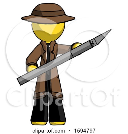 Yellow Detective Man Holding Large Scalpel by Leo Blanchette