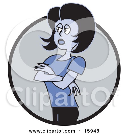 Mad Woman, Mother Or Wife, Standing With Her Arms Crossed And A Stern Look On Her Face Clipart Illustration by Andy Nortnik