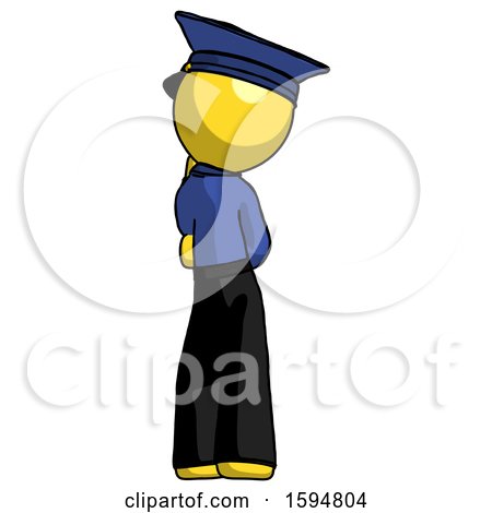 Yellow Police Man Thinking, Wondering, or Pondering Rear View by Leo Blanchette