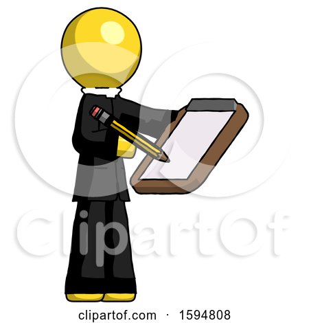 Yellow Clergy Man Using Clipboard and Pencil by Leo Blanchette