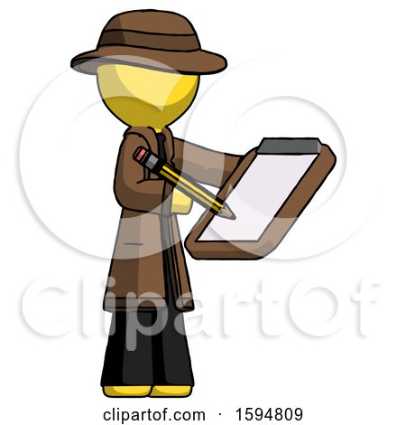 Yellow Detective Man Using Clipboard and Pencil by Leo Blanchette