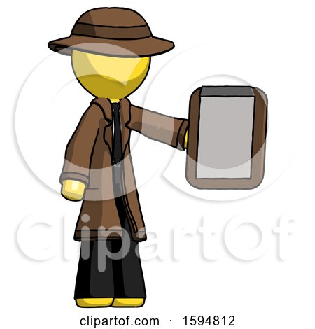 Yellow Detective Man Showing Clipboard to Viewer by Leo Blanchette