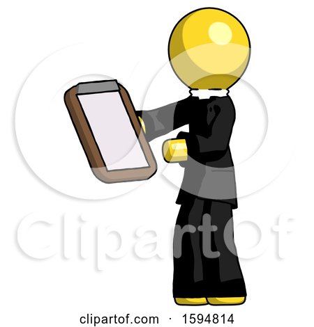 Yellow Clergy Man Reviewing Stuff on Clipboard by Leo Blanchette