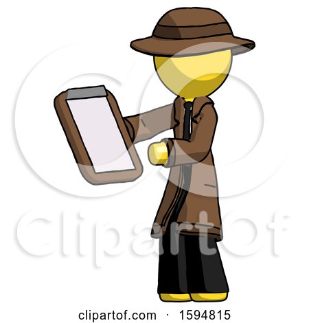 Yellow Detective Man Reviewing Stuff on Clipboard by Leo Blanchette