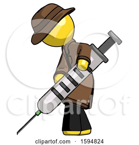 Yellow Detective Man Using Syringe Giving Injection by Leo Blanchette