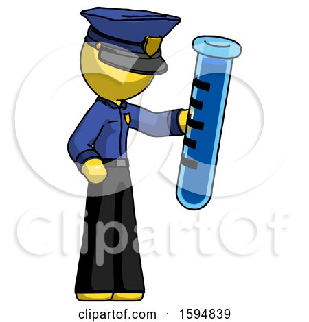 Yellow Police Man Holding Large Test Tube by Leo Blanchette