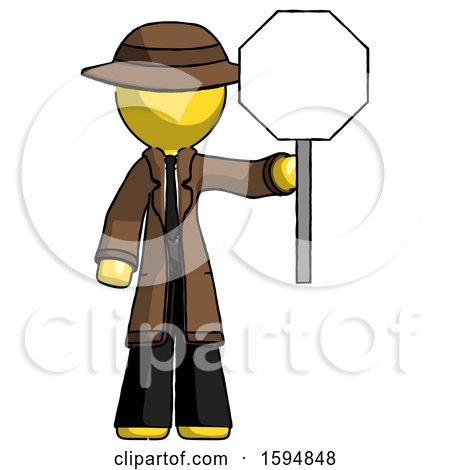 Yellow Detective Man Holding Stop Sign by Leo Blanchette