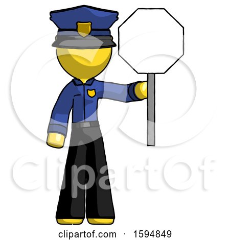 Yellow Police Man Holding Stop Sign by Leo Blanchette