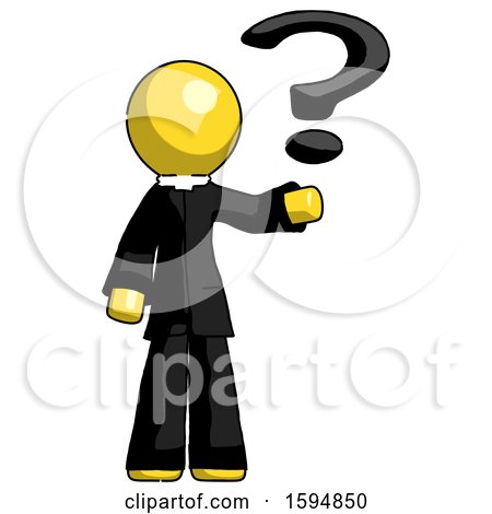 Yellow Clergy Man Holding Question Mark to Right by Leo Blanchette