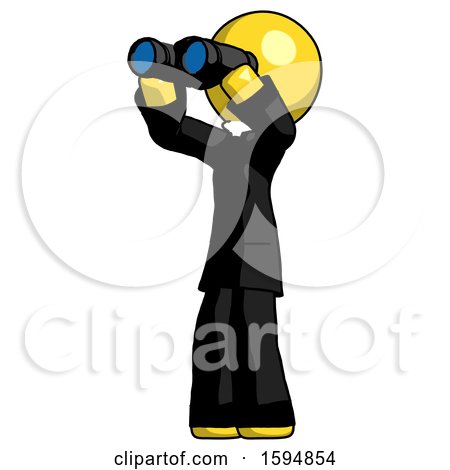 Yellow Clergy Man Looking Through Binoculars to the Left by Leo Blanchette