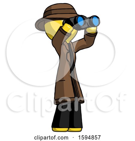 Yellow Detective Man Looking Through Binoculars to the Right by Leo Blanchette