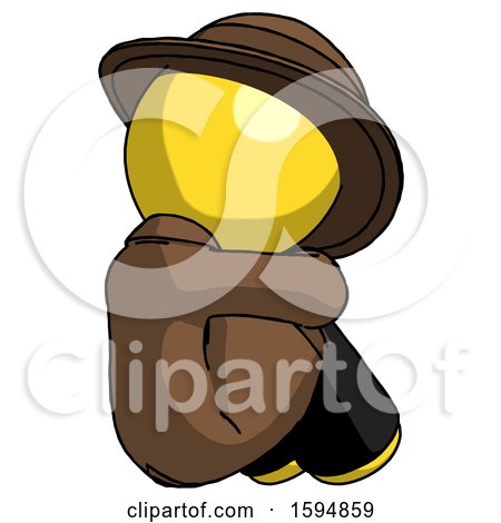 Yellow Detective Man Sitting with Head down Back View Facing Right by Leo Blanchette