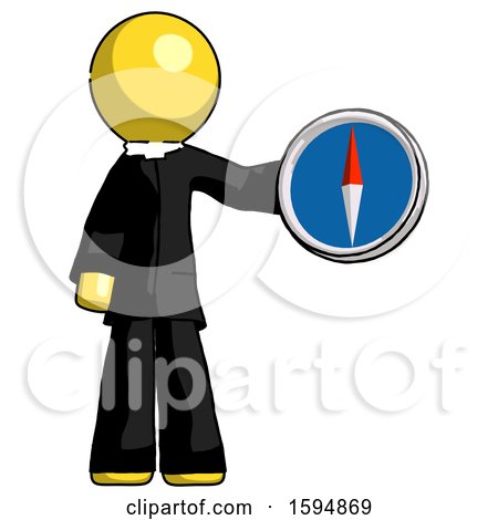 Yellow Clergy Man Holding a Large Compass by Leo Blanchette