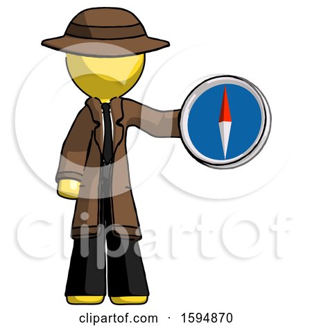 Yellow Detective Man Holding a Large Compass by Leo Blanchette