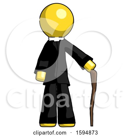 Yellow Clergy Man Standing with Hiking Stick by Leo Blanchette