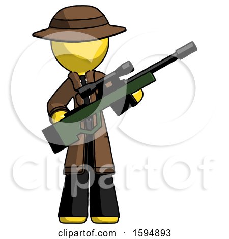 Yellow Detective Man Holding Sniper Rifle Gun by Leo Blanchette