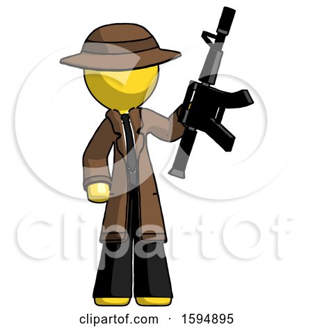 Yellow Detective Man Holding Automatic Gun by Leo Blanchette