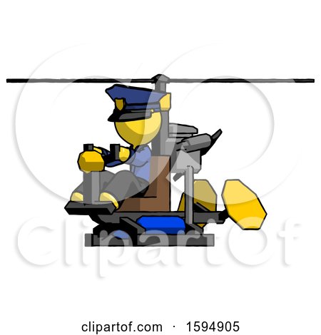 Yellow Police Man Flying in Gyrocopter Front Side Angle View by Leo Blanchette
