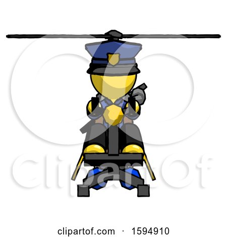 Yellow Police Man Flying in Gyrocopter Front View by Leo Blanchette