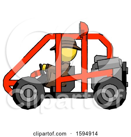 Yellow Detective Man Riding Sports Buggy Side View by Leo Blanchette