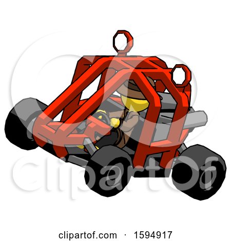 Yellow Detective Man Riding Sports Buggy Side Top Angle View by Leo Blanchette
