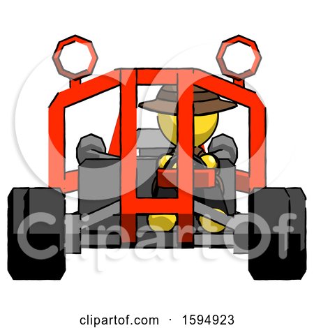 Yellow Detective Man Riding Sports Buggy Front View by Leo Blanchette